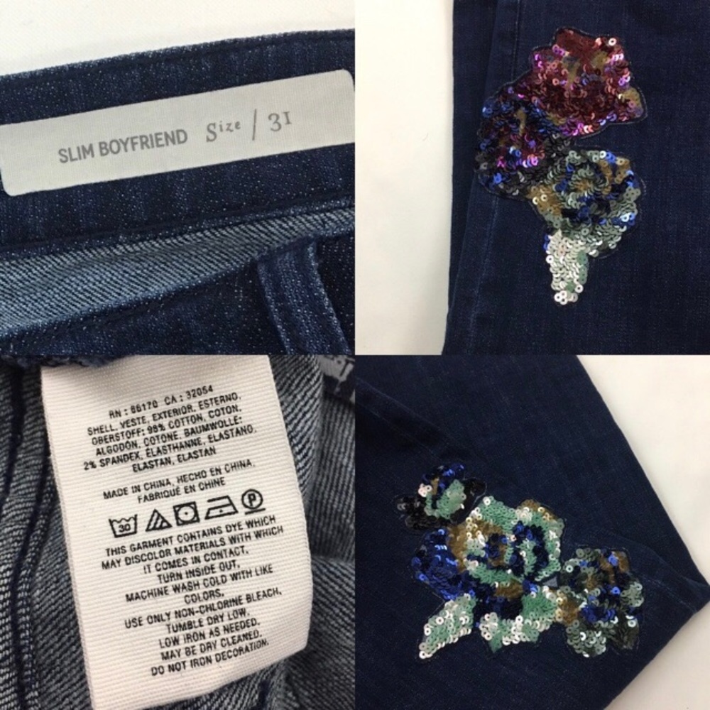 Anthropologie Pilcro & Letterpress Sequin Slim Boyfriend Jeans Size 31 - Picture 14 of 15